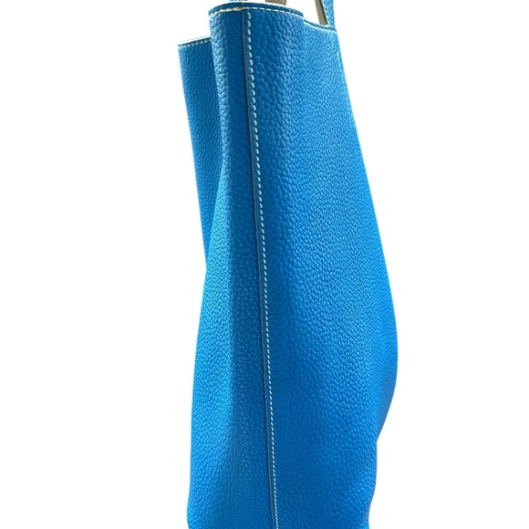 HERMES Clemence Double Sens 45 Reversible Blue Taupe Taurillon Leather Tote Bag - Picture 7 of 16